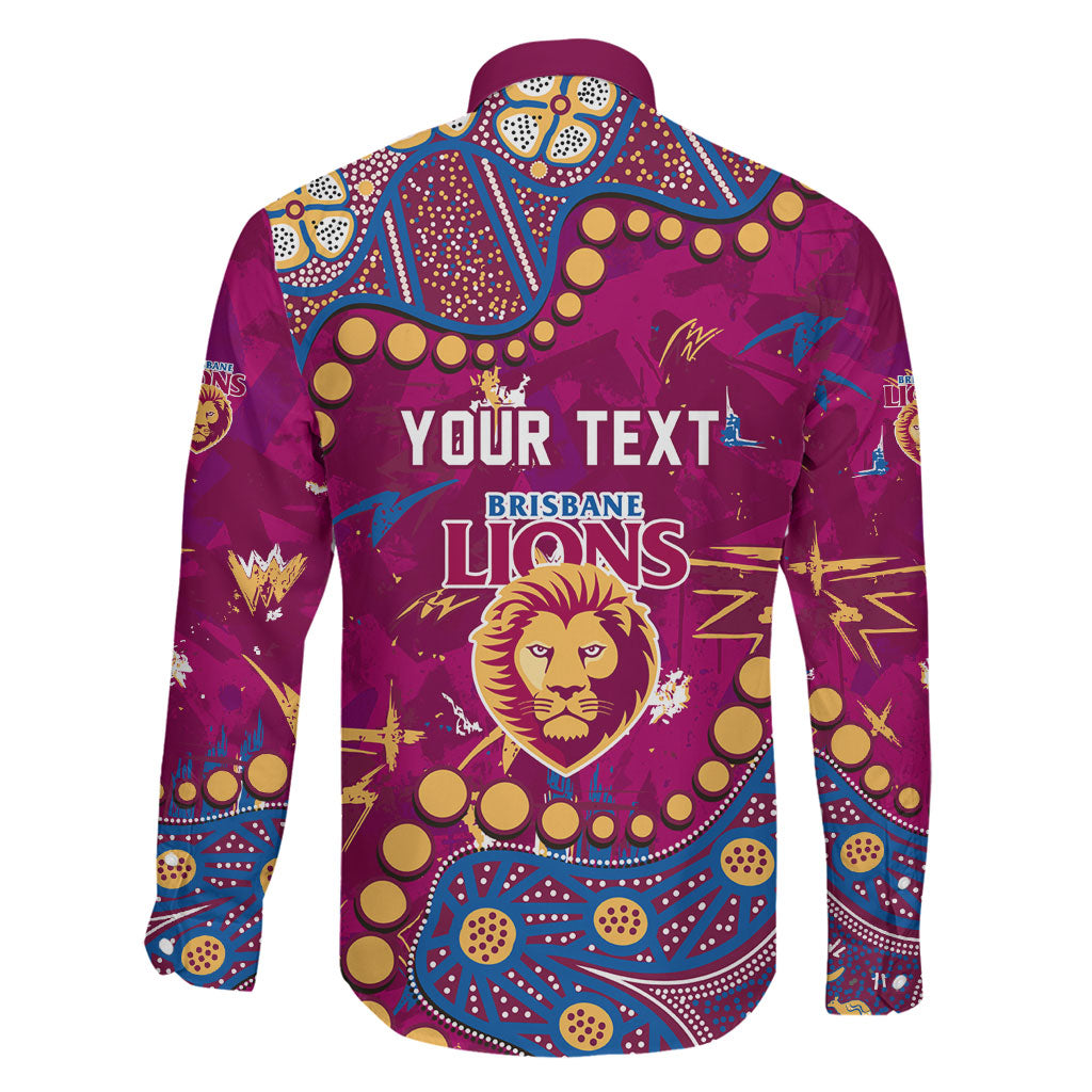 Personalized Brisbane Lions Family Matching Short Sleeve Bodycon Dress and Hawaiian Shirt Aboriginal Pattern with Graffiti Style