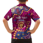 Personalized Brisbane Lions Family Matching Summer Maxi Dress and Hawaiian Shirt Aboriginal Pattern with Graffiti Style