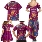 Personalized Brisbane Lions Family Matching Summer Maxi Dress and Hawaiian Shirt Aboriginal Pattern with Graffiti Style