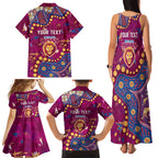 Personalized Brisbane Lions Family Matching Tank Maxi Dress and Hawaiian Shirt Aboriginal Pattern with Graffiti Style