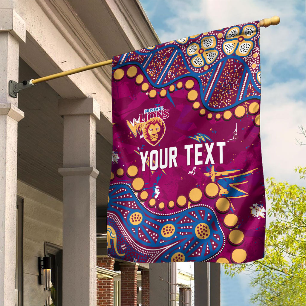 Personalized Brisbane Lions Garden Flag Aboriginal Pattern with Graffiti Style