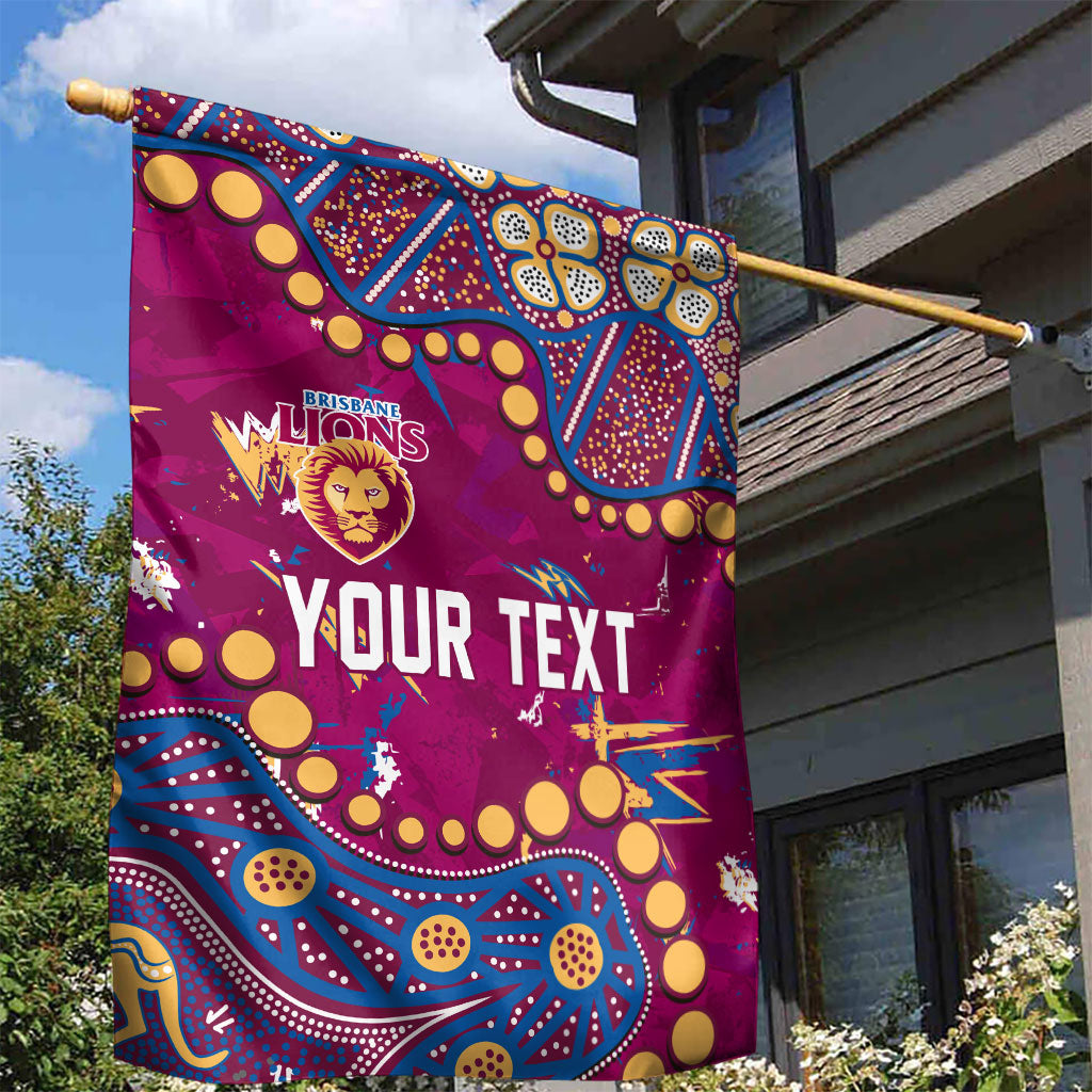 Personalized Brisbane Lions Garden Flag Aboriginal Pattern with Graffiti Style