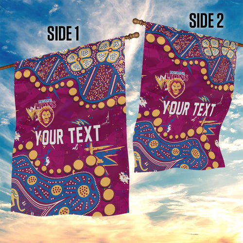 Personalized Brisbane Lions Garden Flag Aboriginal Pattern with Graffiti Style