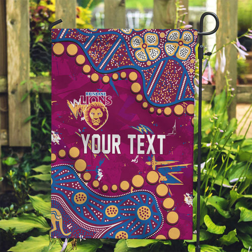 Personalized Brisbane Lions Garden Flag Aboriginal Pattern with Graffiti Style