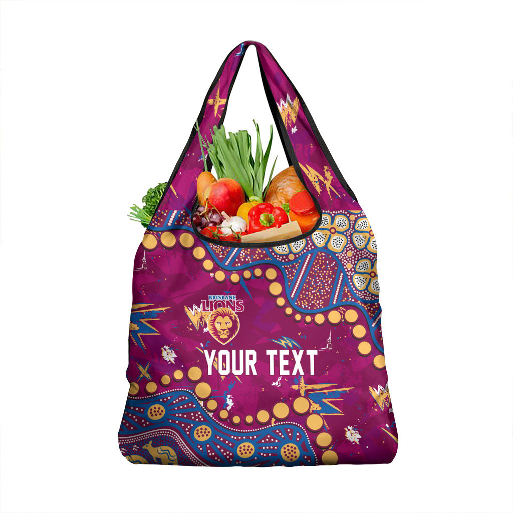 Personalized Brisbane Lions Grocery Bag Aboriginal Pattern with Graffiti Style