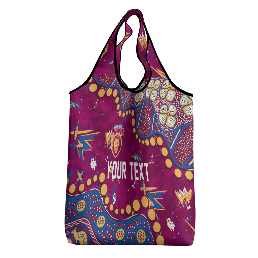 Personalized Brisbane Lions Grocery Bag Aboriginal Pattern with Graffiti Style