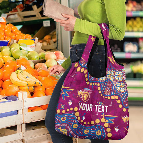 Personalized Brisbane Lions Grocery Bag Aboriginal Pattern with Graffiti Style
