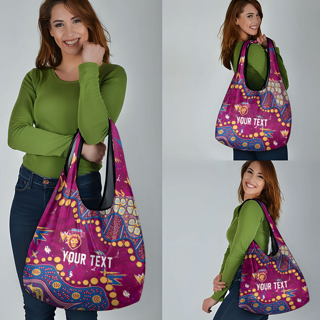 Personalized Brisbane Lions Grocery Bag Aboriginal Pattern with Graffiti Style