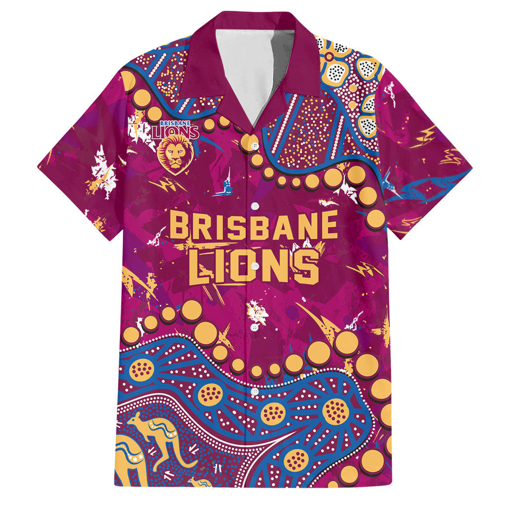 Personalized Brisbane Lions Hawaiian Shirt Aboriginal Pattern with Graffiti Style