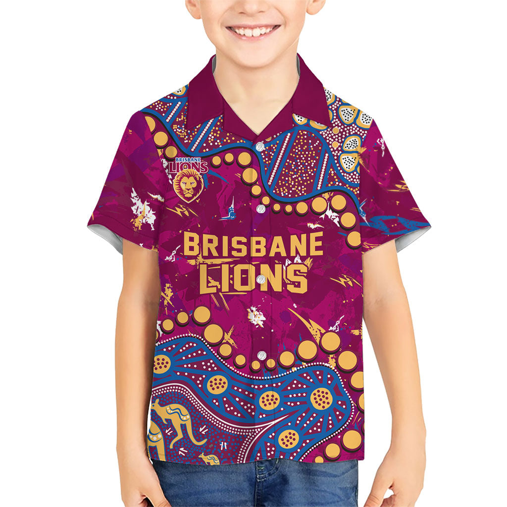 Personalized Brisbane Lions Hawaiian Shirt Aboriginal Pattern with Graffiti Style