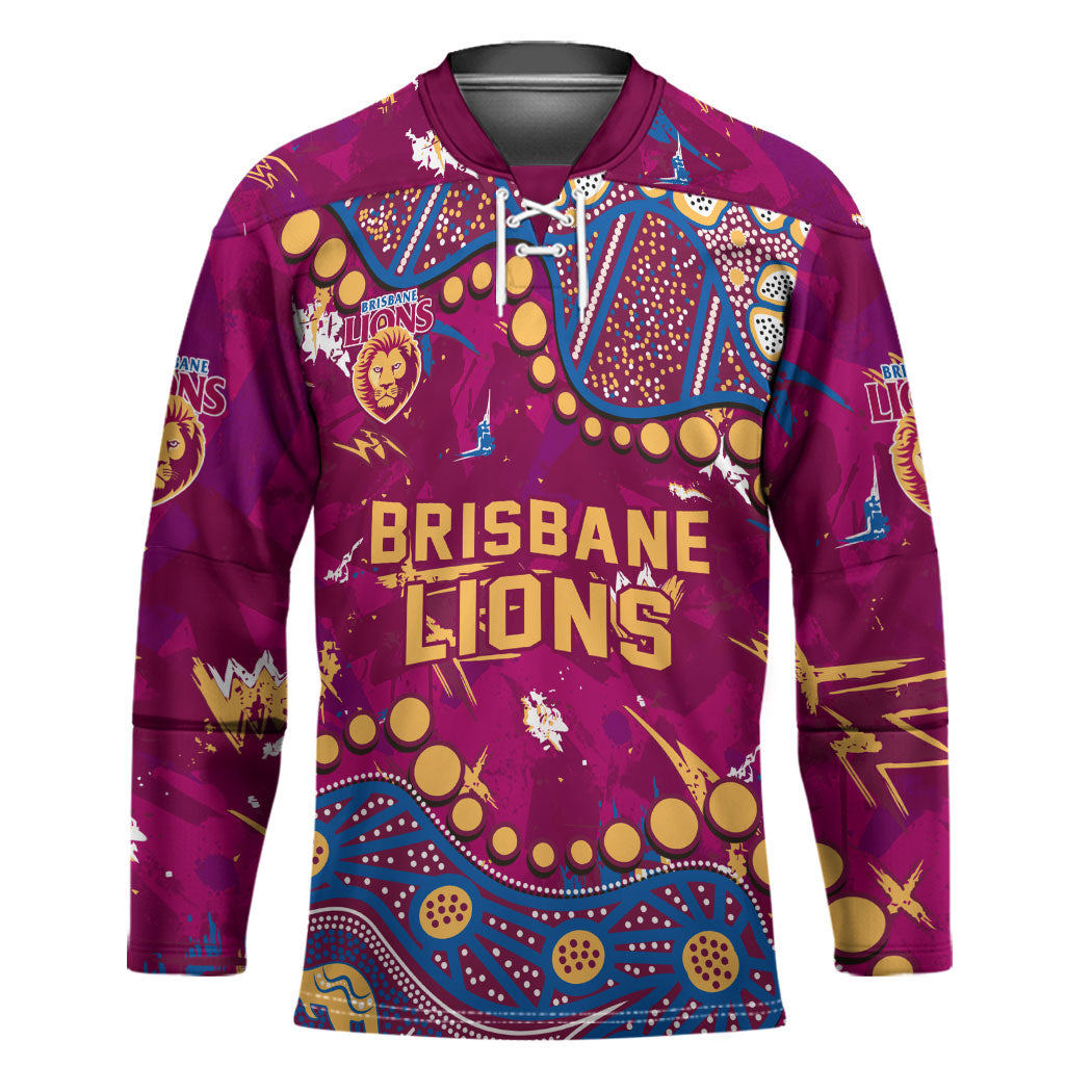 Personalized Brisbane Lions Hockey Jersey Aboriginal Pattern with Graffiti Style