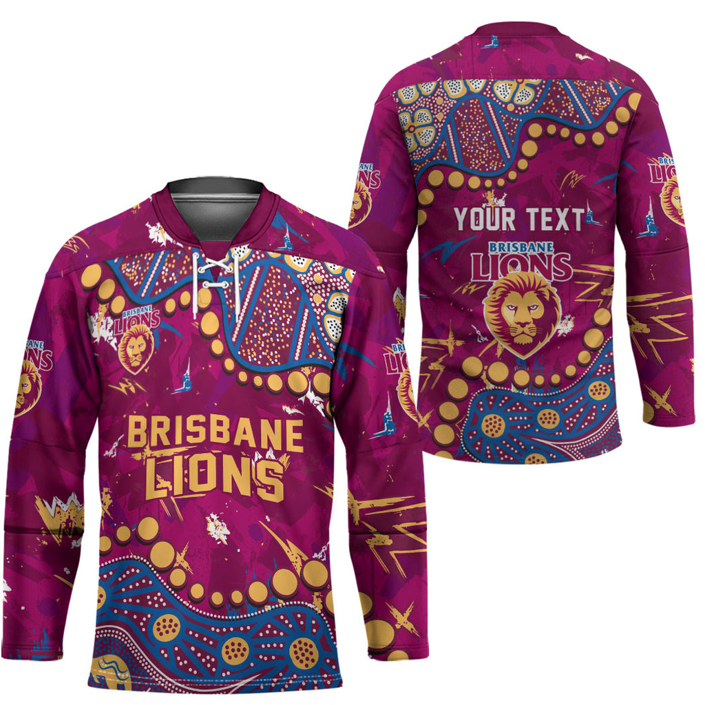 Personalized Brisbane Lions Hockey Jersey Aboriginal Pattern with Graffiti Style