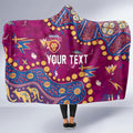 Personalized Brisbane Lions Hooded Blanket Aboriginal Pattern with Graffiti Style