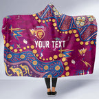 Personalized Brisbane Lions Hooded Blanket Aboriginal Pattern with Graffiti Style