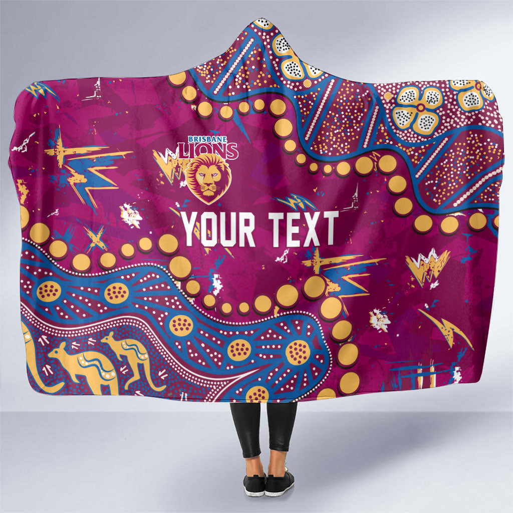 Personalized Brisbane Lions Hooded Blanket Aboriginal Pattern with Graffiti Style