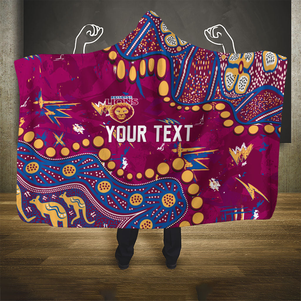 Personalized Brisbane Lions Hooded Blanket Aboriginal Pattern with Graffiti Style