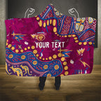 Personalized Brisbane Lions Hooded Blanket Aboriginal Pattern with Graffiti Style