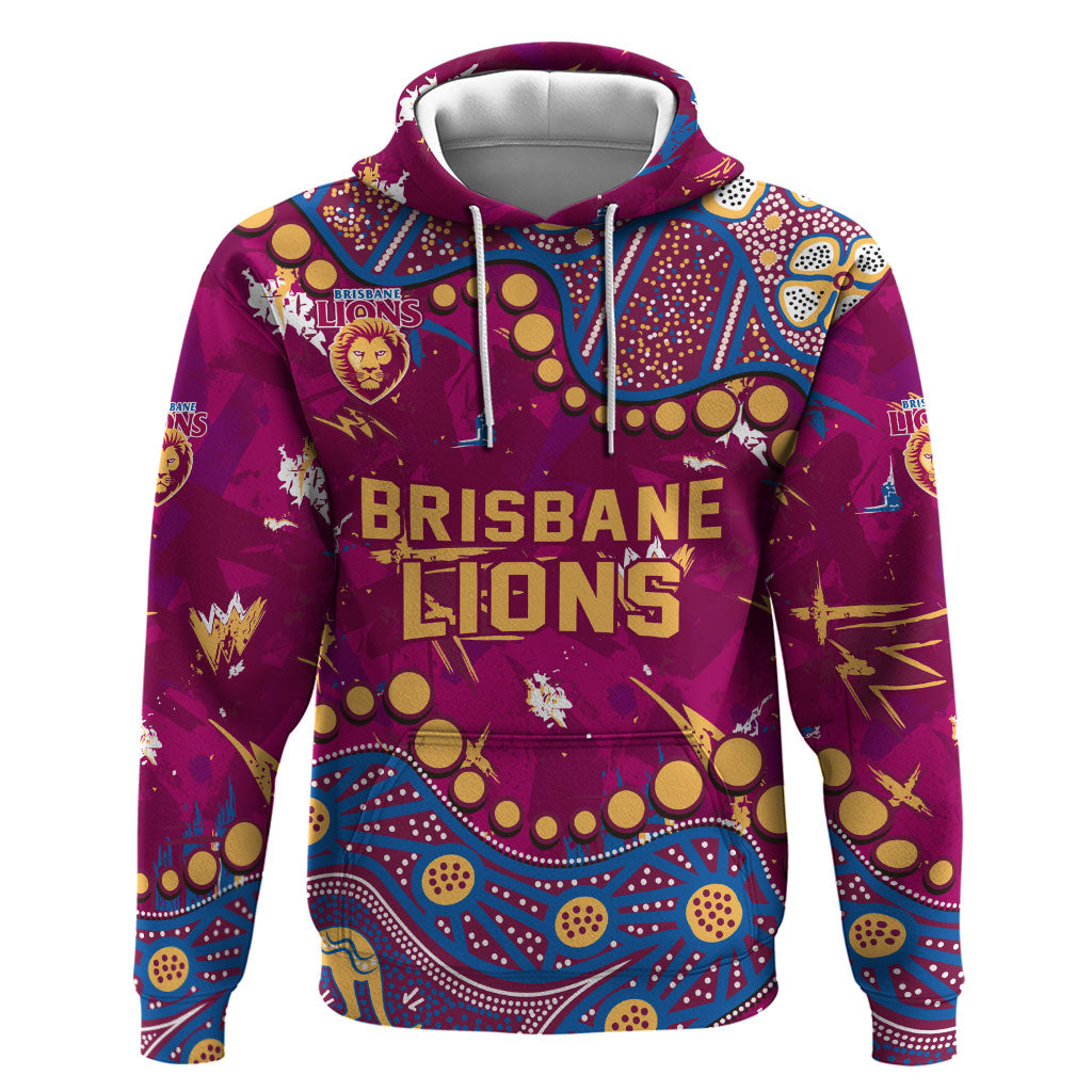 Personalized Brisbane Lions Hoodie Aboriginal Pattern with Graffiti Style