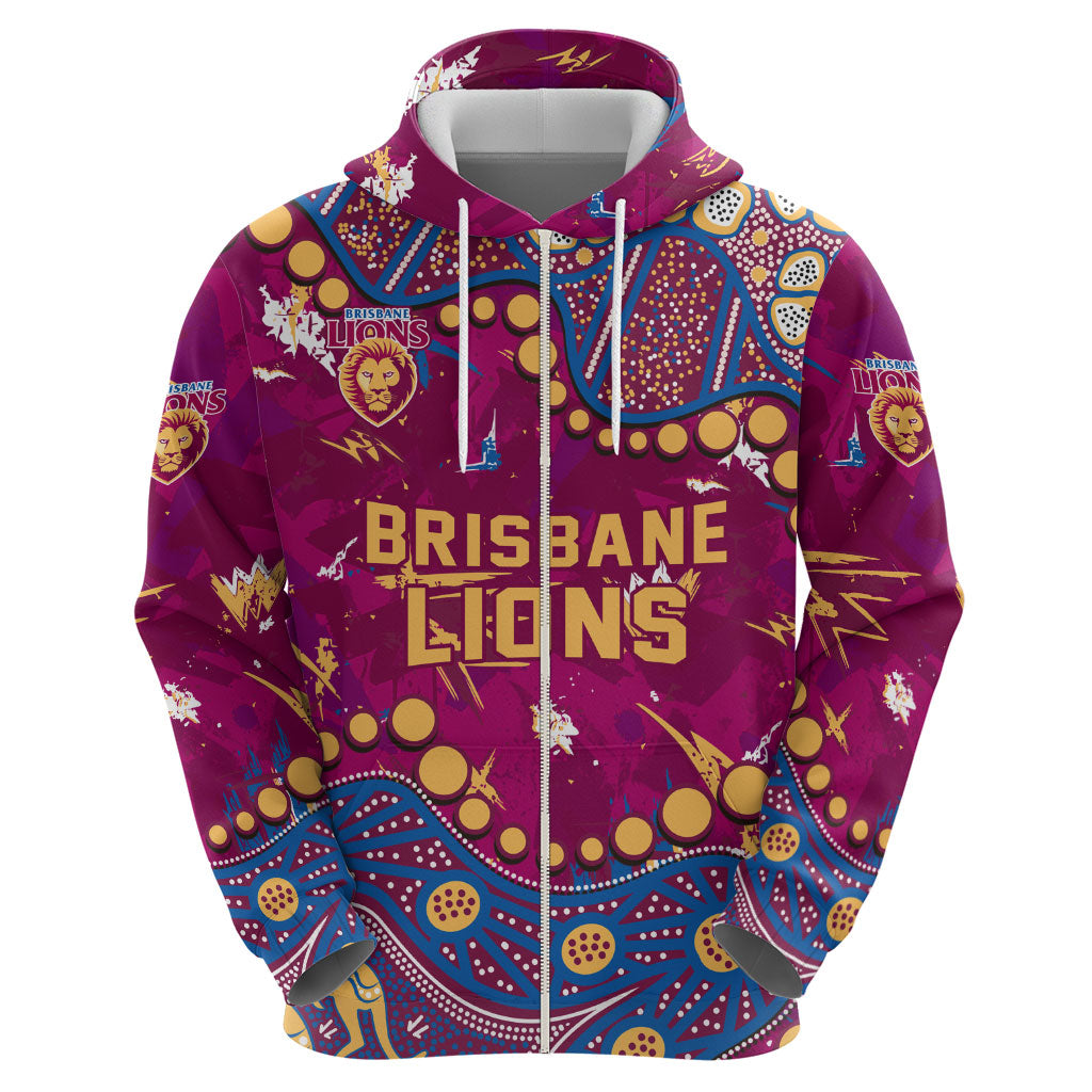 Personalized Brisbane Lions Hoodie Aboriginal Pattern with Graffiti Style