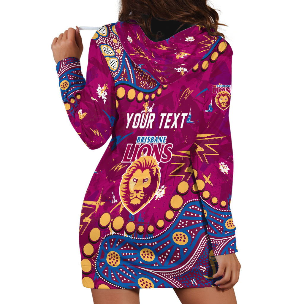Personalized Brisbane Lions Hoodie Dress Aboriginal Pattern with Graffiti Style