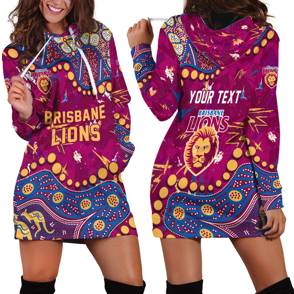 Personalized Brisbane Lions Hoodie Dress Aboriginal Pattern with Graffiti Style