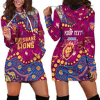 Personalized Brisbane Lions Hoodie Dress Aboriginal Pattern with Graffiti Style