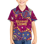 Personalized Brisbane Lions Kid Hawaiian Shirt Aboriginal Pattern with Graffiti Style