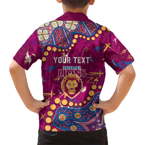Personalized Brisbane Lions Kid Hawaiian Shirt Aboriginal Pattern with Graffiti Style