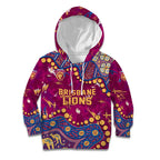 Personalized Brisbane Lions Kid Hoodie Aboriginal Pattern with Graffiti Style