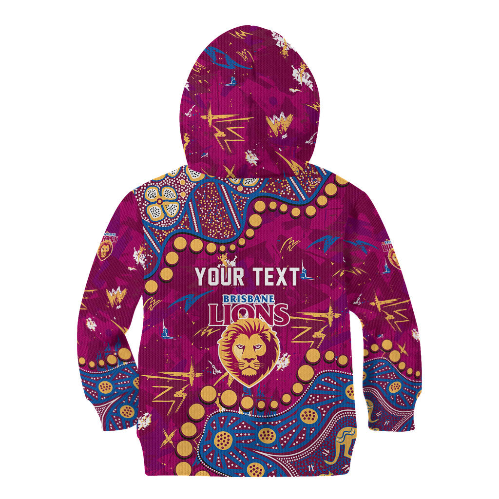 Personalized Brisbane Lions Kid Hoodie Aboriginal Pattern with Graffiti Style