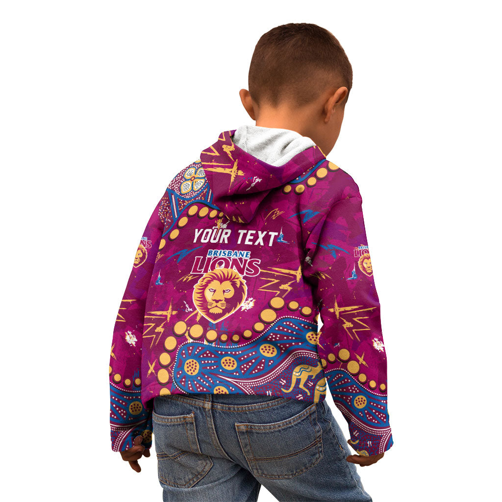 Personalized Brisbane Lions Kid Hoodie Aboriginal Pattern with Graffiti Style