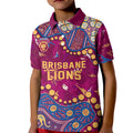 Personalized Brisbane Lions Kid Polo Shirt Aboriginal Pattern with Graffiti Style