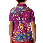 Personalized Brisbane Lions Kid Polo Shirt Aboriginal Pattern with Graffiti Style