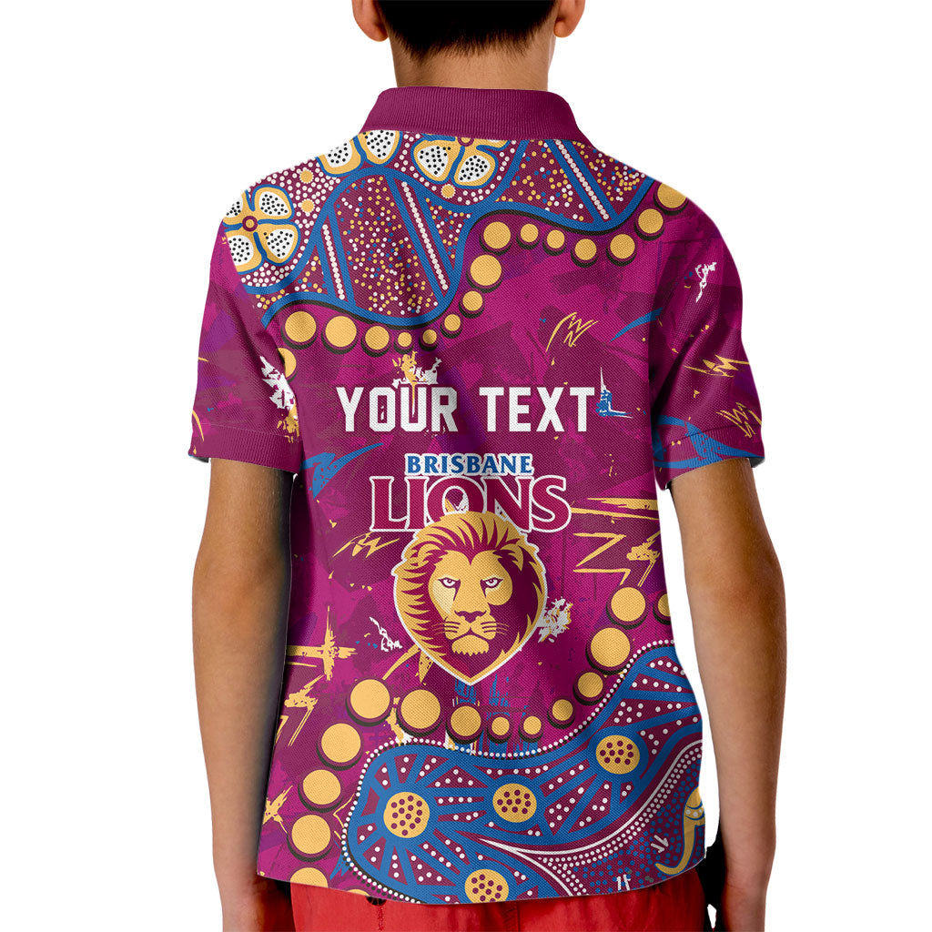 Personalized Brisbane Lions Kid Polo Shirt Aboriginal Pattern with Graffiti Style