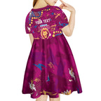 Personalized Brisbane Lions Kid Short Sleeve Dress Aboriginal Pattern with Graffiti Style