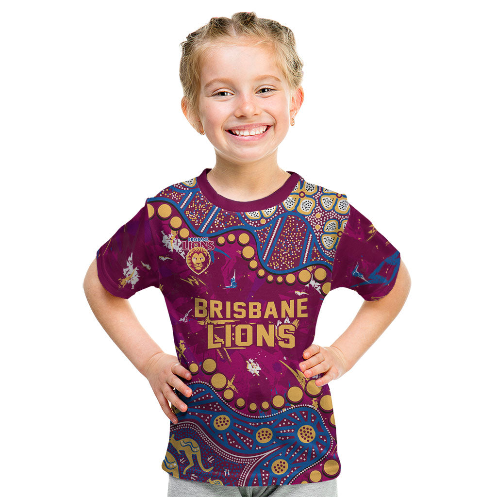Personalized Brisbane Lions Kid T Shirt Aboriginal Pattern with Graffiti Style
