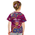Personalized Brisbane Lions Kid T Shirt Aboriginal Pattern with Graffiti Style