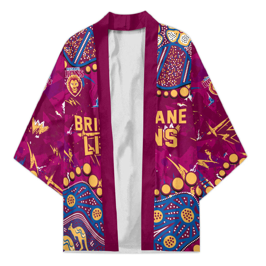 Personalized Brisbane Lions Kimono Aboriginal Pattern with Graffiti Style