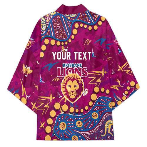 Personalized Brisbane Lions Kimono Aboriginal Pattern with Graffiti Style