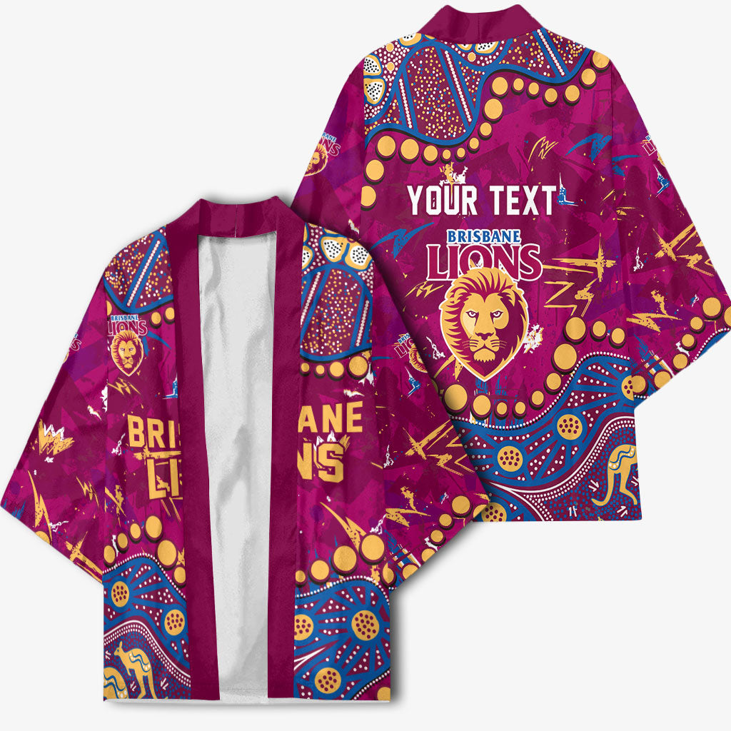 Personalized Brisbane Lions Kimono Aboriginal Pattern with Graffiti Style