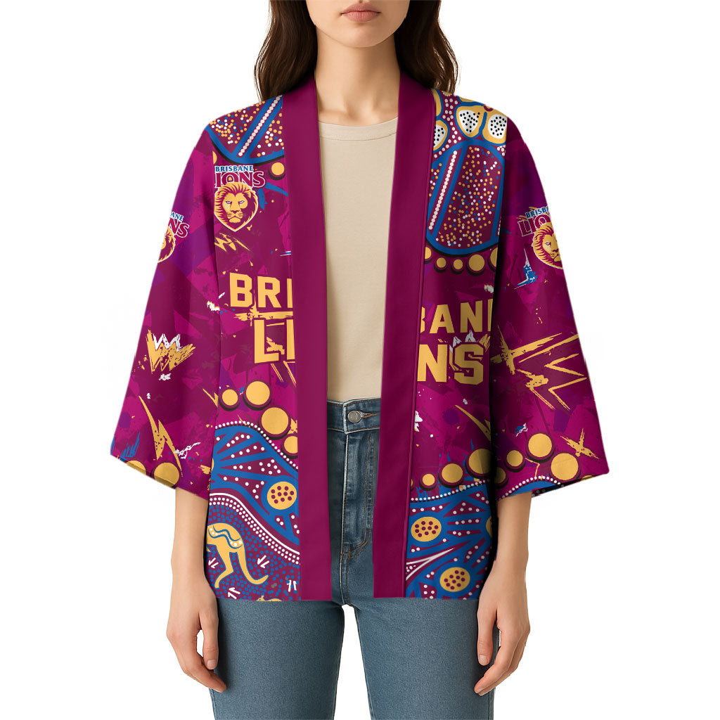 Personalized Brisbane Lions Kimono Aboriginal Pattern with Graffiti Style
