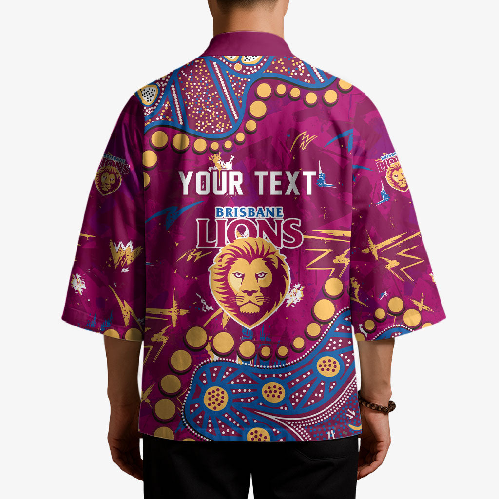 Personalized Brisbane Lions Kimono Aboriginal Pattern with Graffiti Style