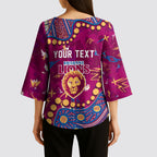 Personalized Brisbane Lions Kimono Sleeve Blouse Aboriginal Pattern with Graffiti Style