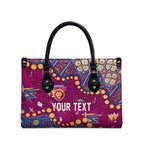 Personalized Brisbane Lions Leather Bag Aboriginal Pattern with Graffiti Style