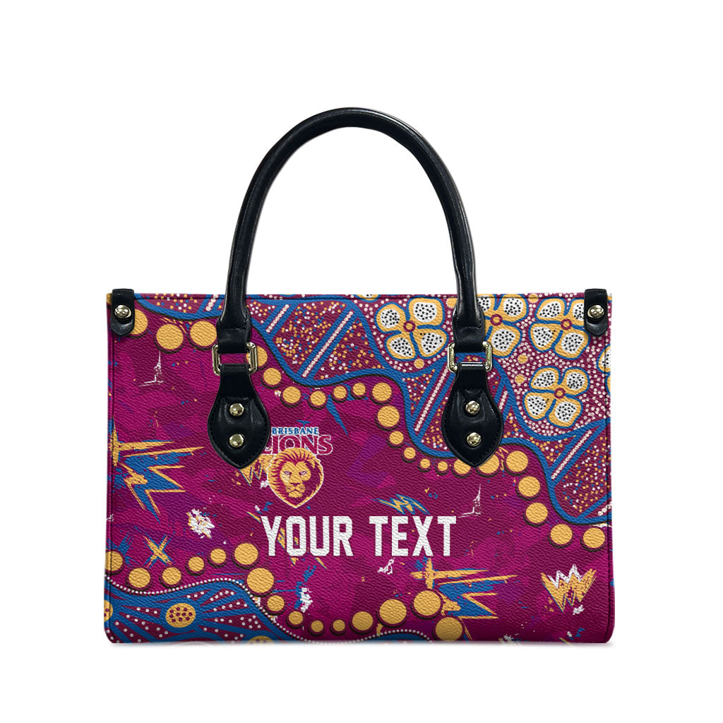 Personalized Brisbane Lions Leather Bag Aboriginal Pattern with Graffiti Style