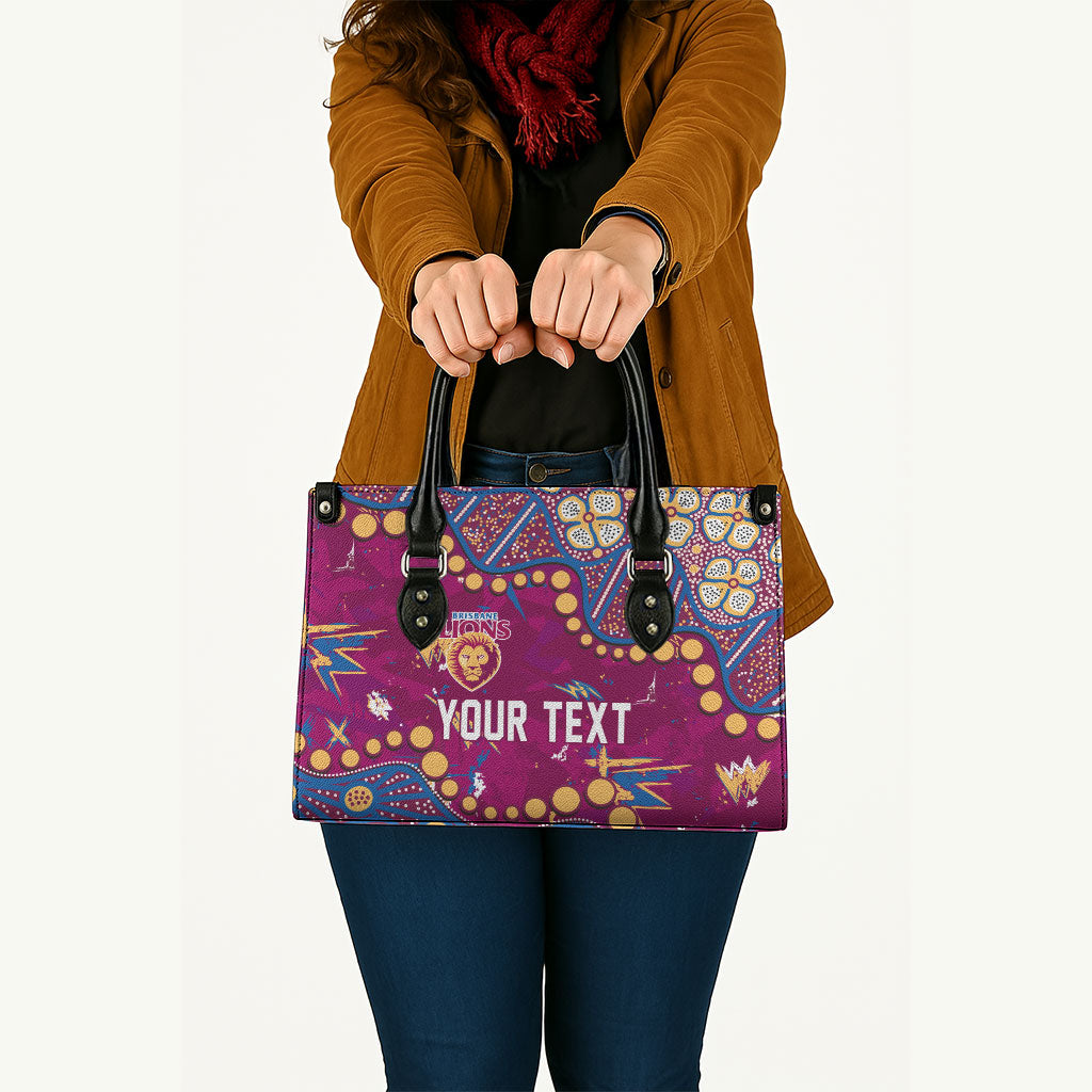 Personalized Brisbane Lions Leather Bag Aboriginal Pattern with Graffiti Style