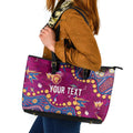Personalized Brisbane Lions Leather Tote Bag Aboriginal Pattern with Graffiti Style