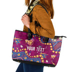 Personalized Brisbane Lions Leather Tote Bag Aboriginal Pattern with Graffiti Style