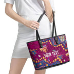 Personalized Brisbane Lions Leather Tote Bag Aboriginal Pattern with Graffiti Style