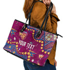 Personalized Brisbane Lions Leather Tote Bag Aboriginal Pattern with Graffiti Style
